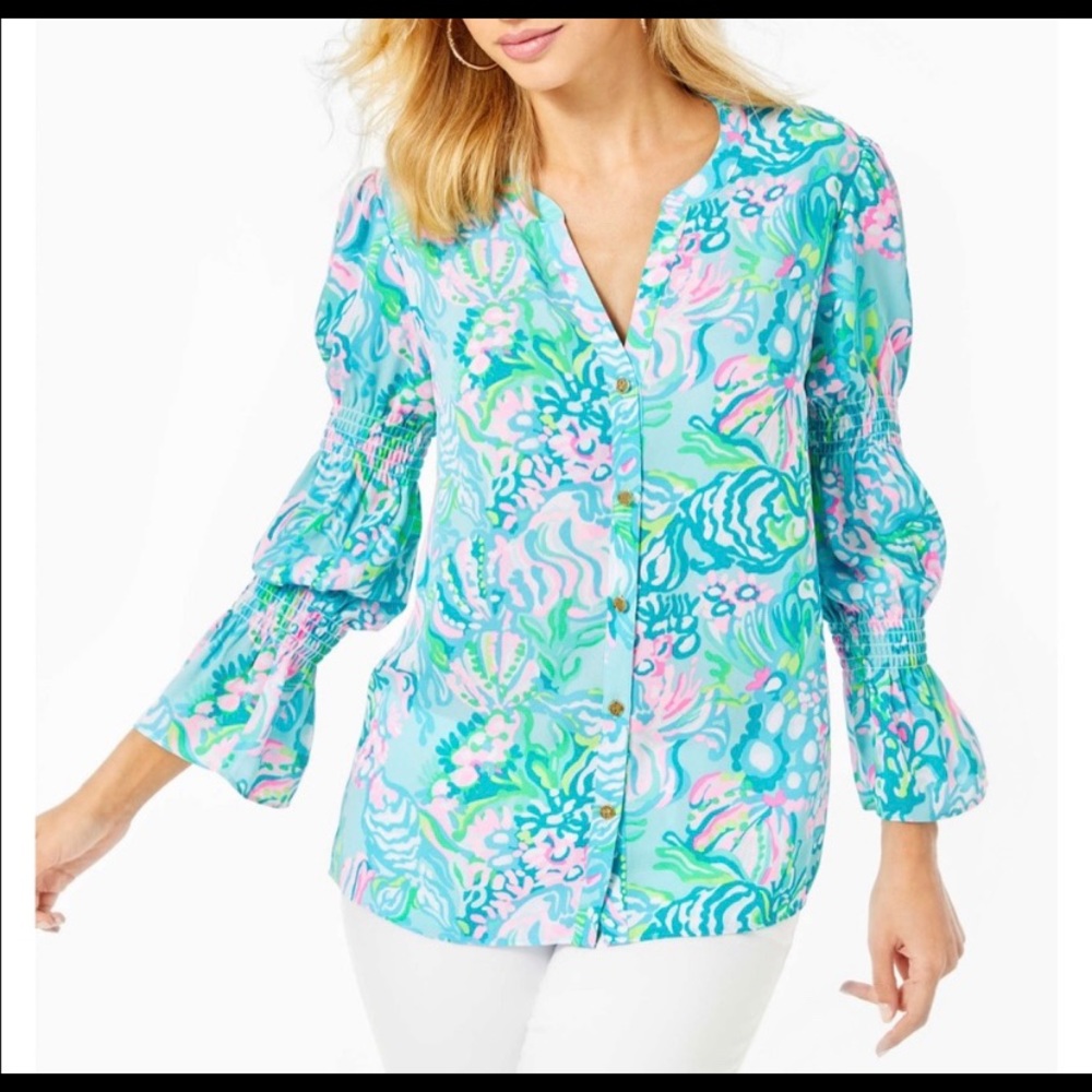 Lilly Pulitzer top aqua la vista